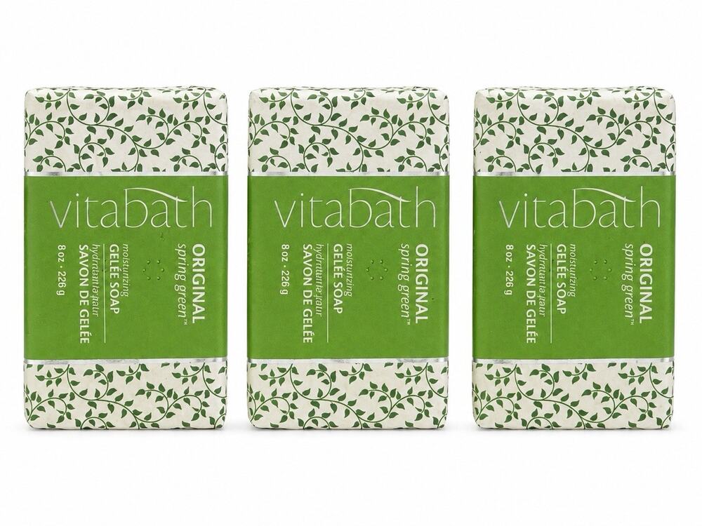 Vitabath Original Spring Green Moisturizing Gelee Soap Bars 8oz Lot of 3